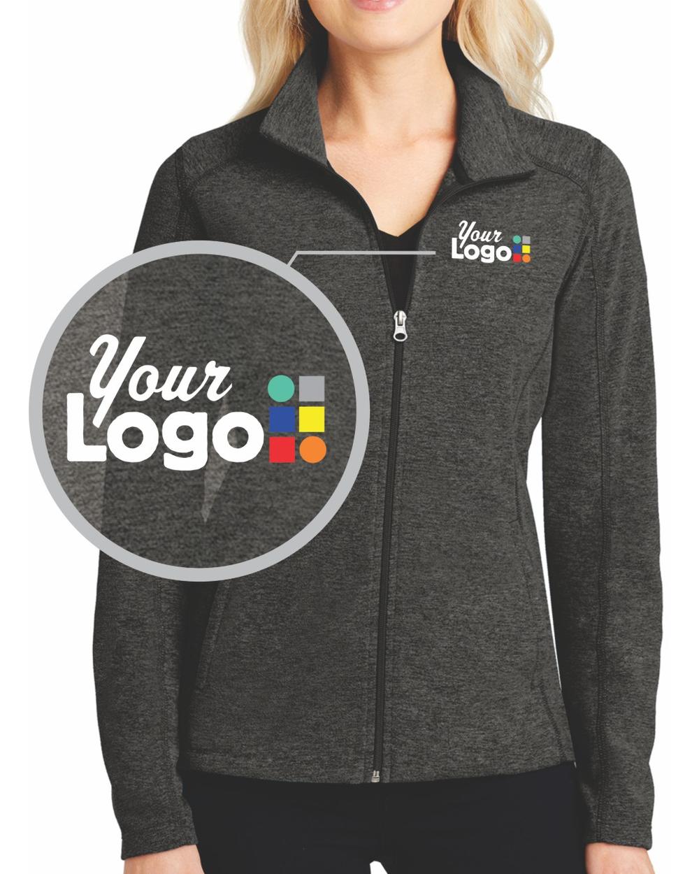 Port Authority Heather Microfleece Custom Jacket, color: Black Charcoal Heather