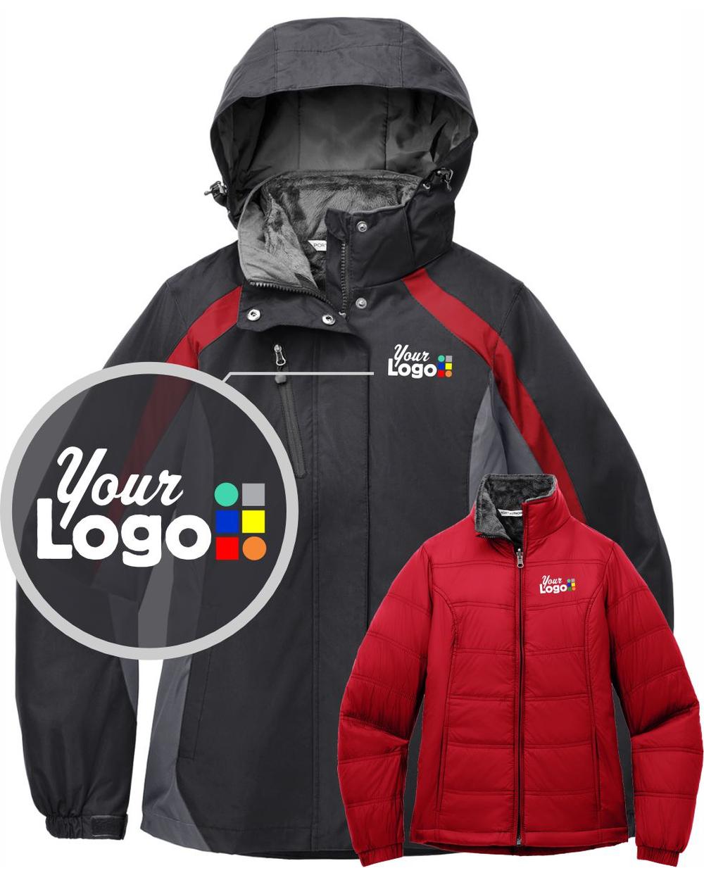 Port Authority ColorBlock 3-in-1 Custom Jacket, color: Black/Magnet Grey/Signal Red
