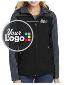 Port Authority Hooded Core Soft Shell Custom Jacket, color: Black/Battleship Grey