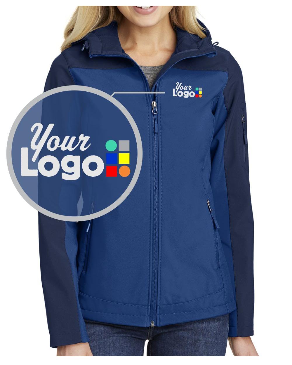 Port Authority Hooded Core Soft Shell Custom Jacket, color: Night Sky Blue/Dress Blue Navy