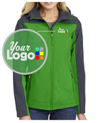 Port Authority Hooded Core Soft Shell Custom Jacket, color: Vine Green/Battleship Grey