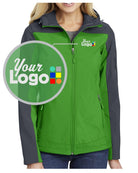 Port Authority Hooded Core Soft Shell Custom Jacket, color: Vine Green/Battleship Grey