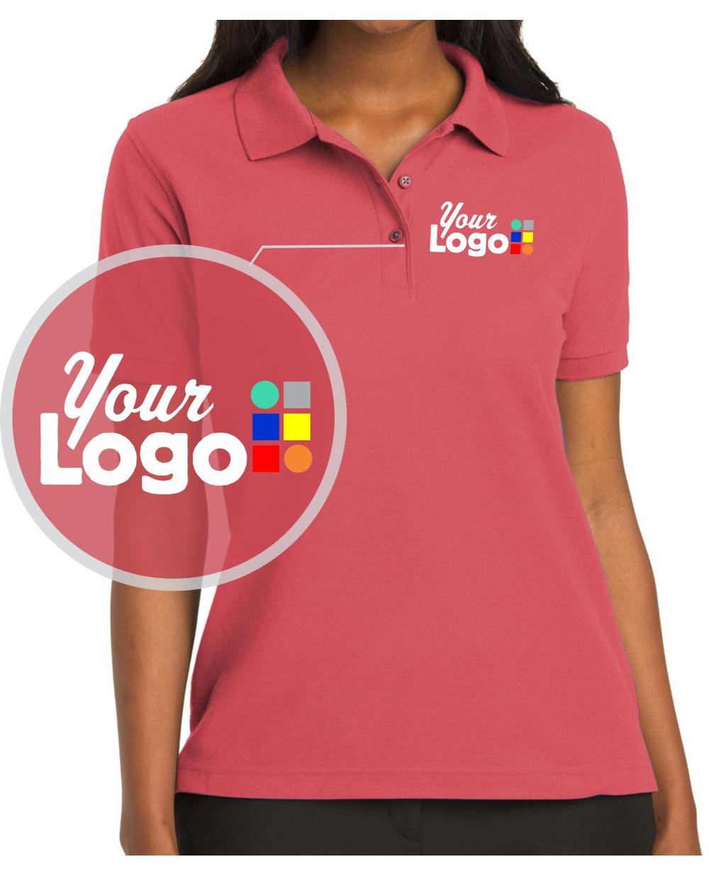 Port Authority S/S Silk-Touch Custom Golf Shirt, color: Hibiscus