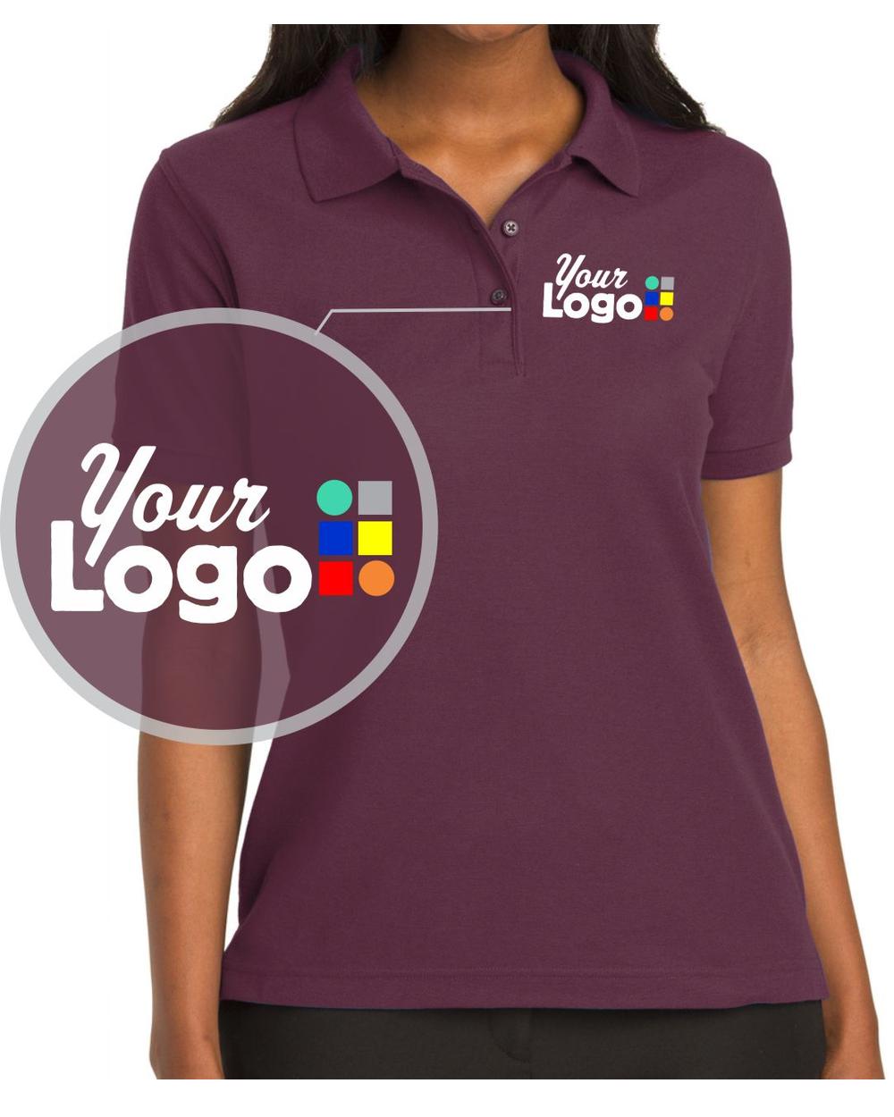Port Authority S/S Silk-Touch Custom Golf Shirt, color: Maroon