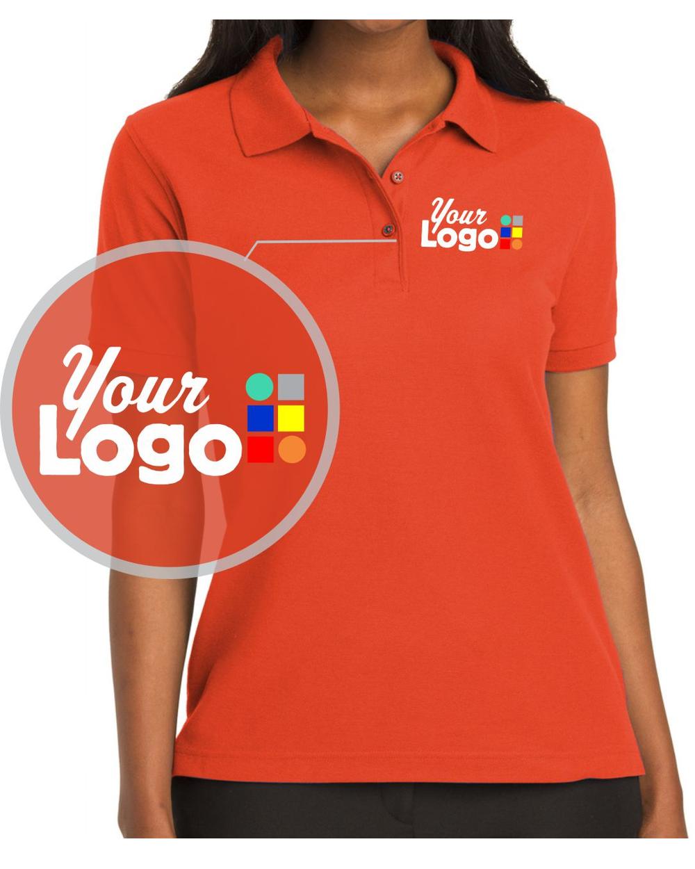 Port Authority S/S Silk-Touch Custom Golf Shirt, color: Orange