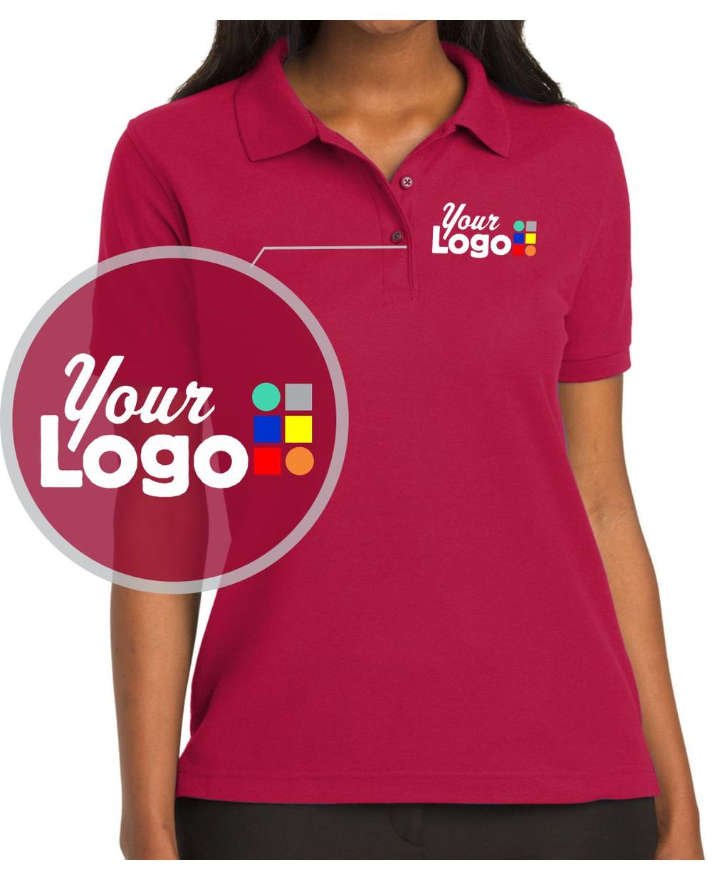 Port Authority S/S Silk-Touch Custom Golf Shirt, color: Red
