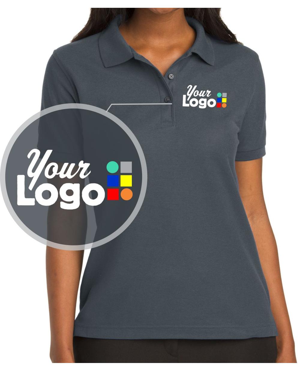 Port Authority S/S Silk-Touch Custom Golf Shirt, color: Steel Grey