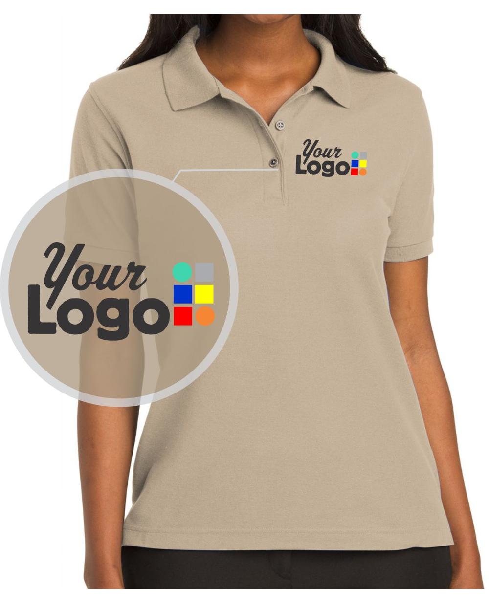 Port Authority S/S Silk-Touch Custom Golf Shirt, color: Stone