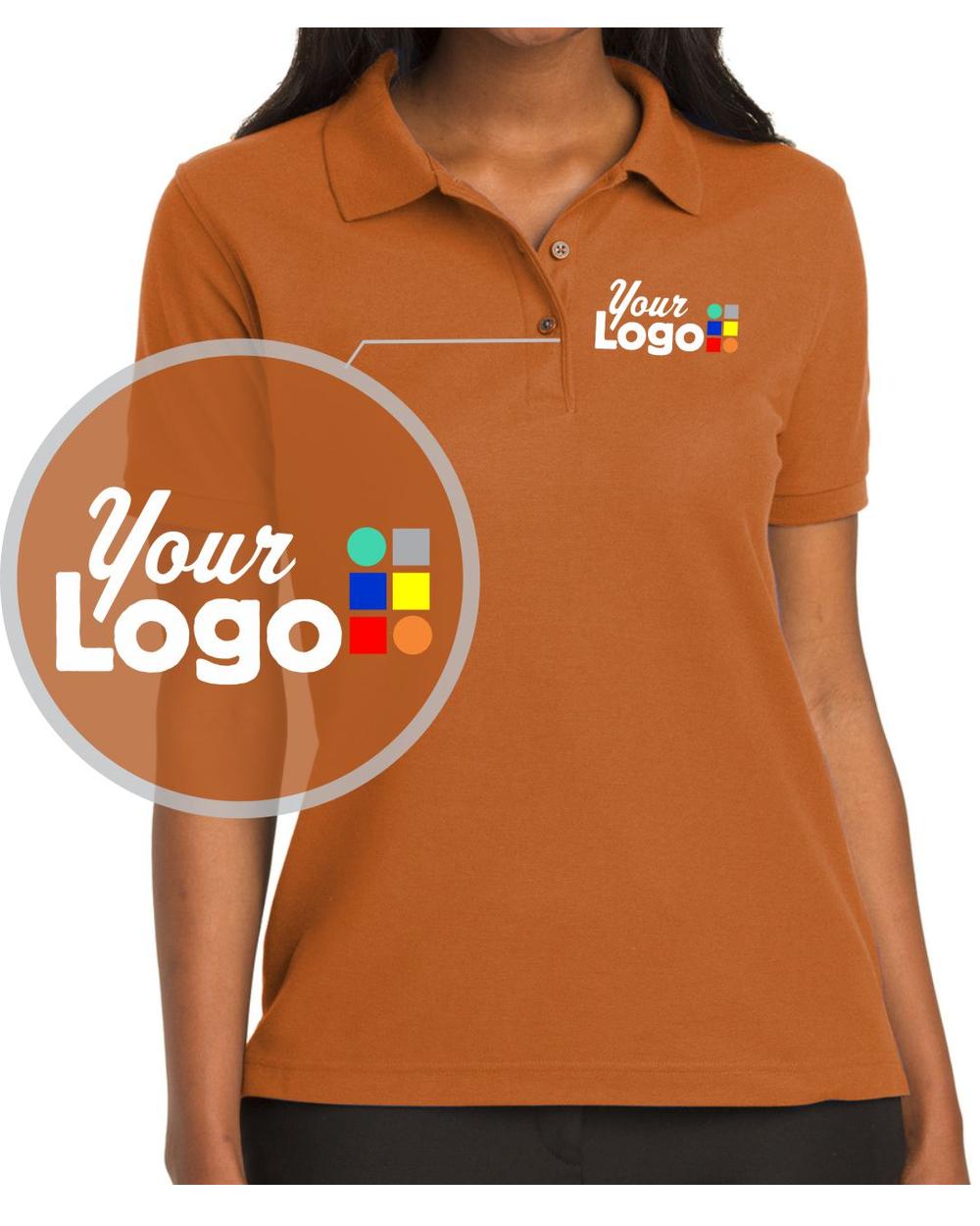 Port Authority S/S Silk-Touch Custom Golf Shirt, color: Texas Orange