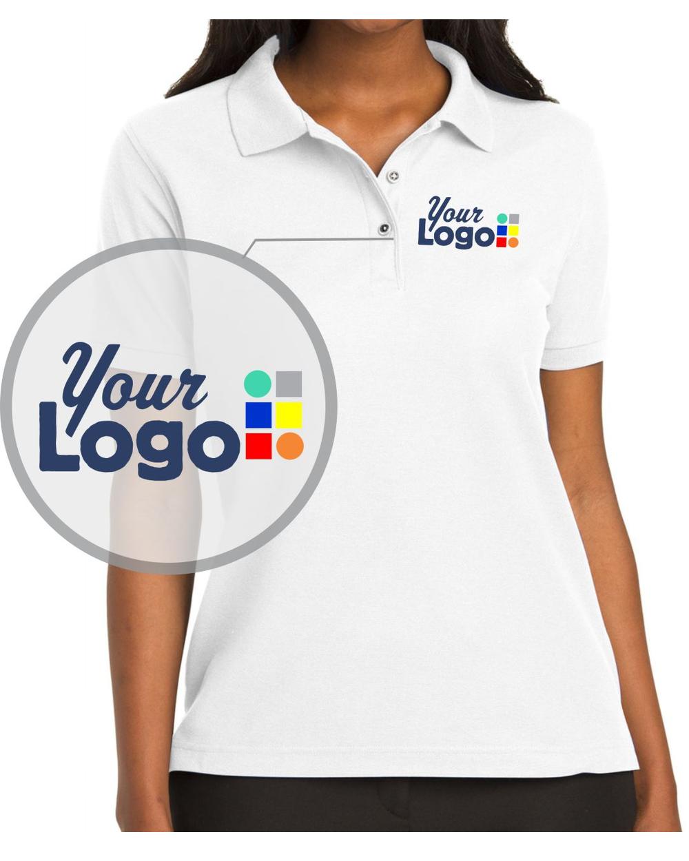 Port Authority S/S Silk-Touch Custom Golf Shirt, color: White