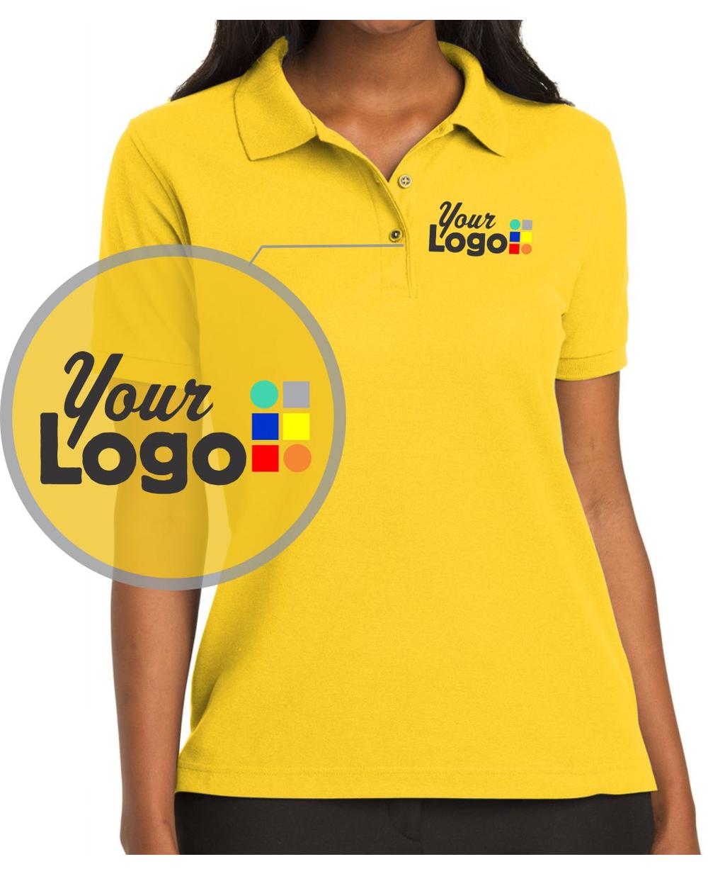 Port Authority S/S Silk-Touch Custom Golf Shirt, color: Sunflower Yellow