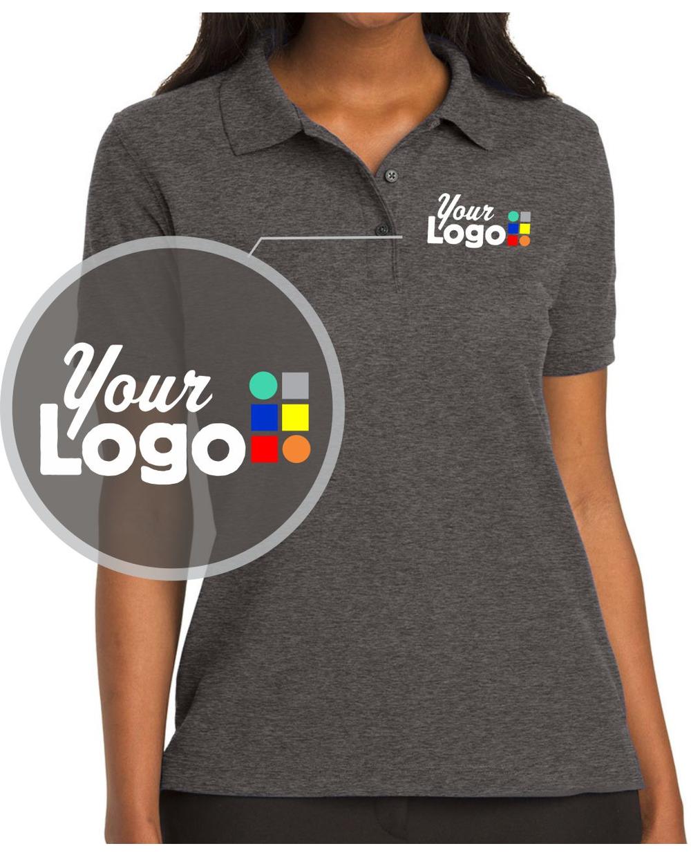 Port Authority S/S Silk-Touch Custom Golf Shirt, color: Charcoal Heather Grey