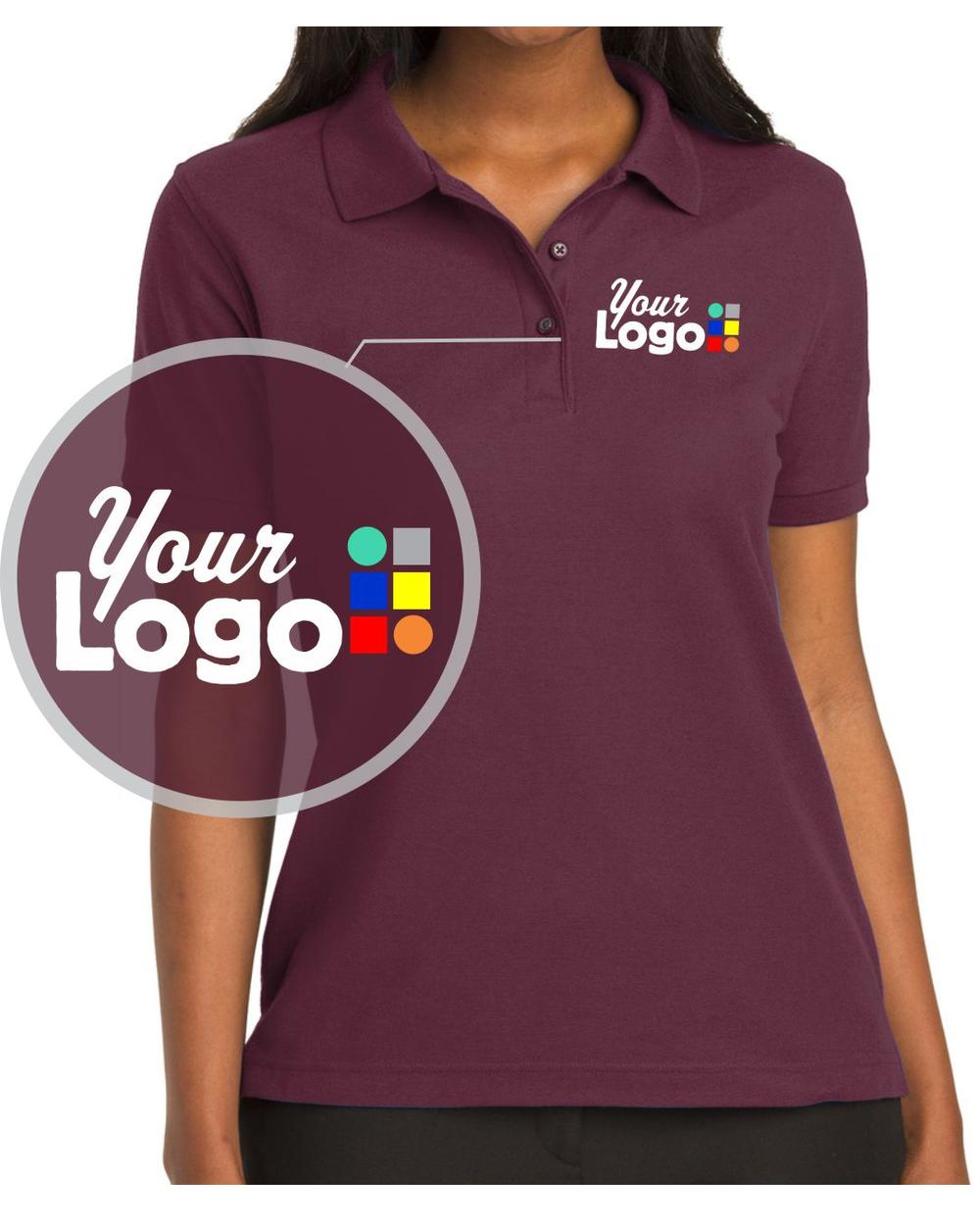 Port Authority S/S Silk-Touch Custom Golf Shirt, color: Burgundy