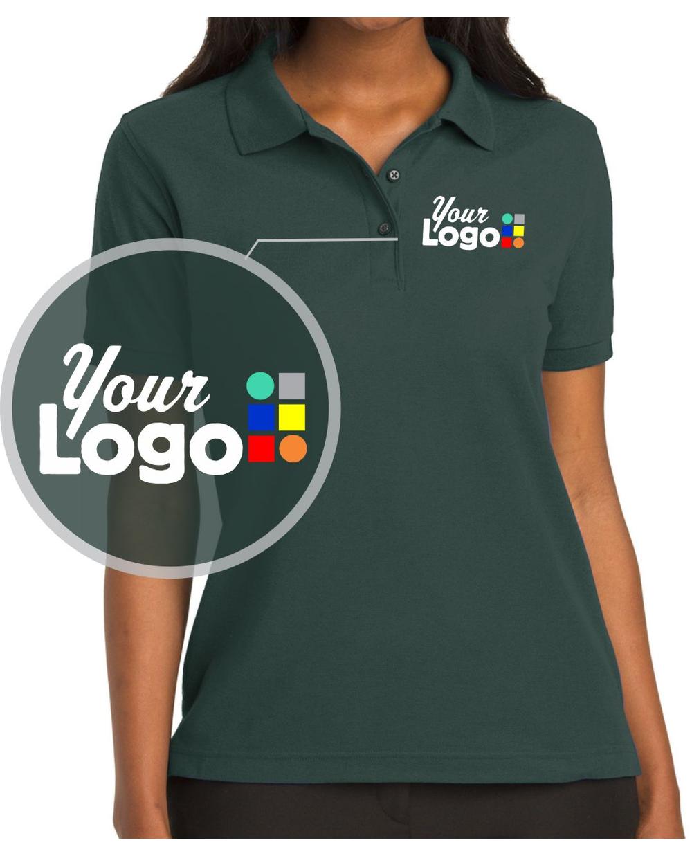 Port Authority S/S Silk-Touch Custom Golf Shirt, color: Dark Green