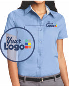 Port Authority S/S Easy Care Custom Shirt, color: Light Blue/Light Stone