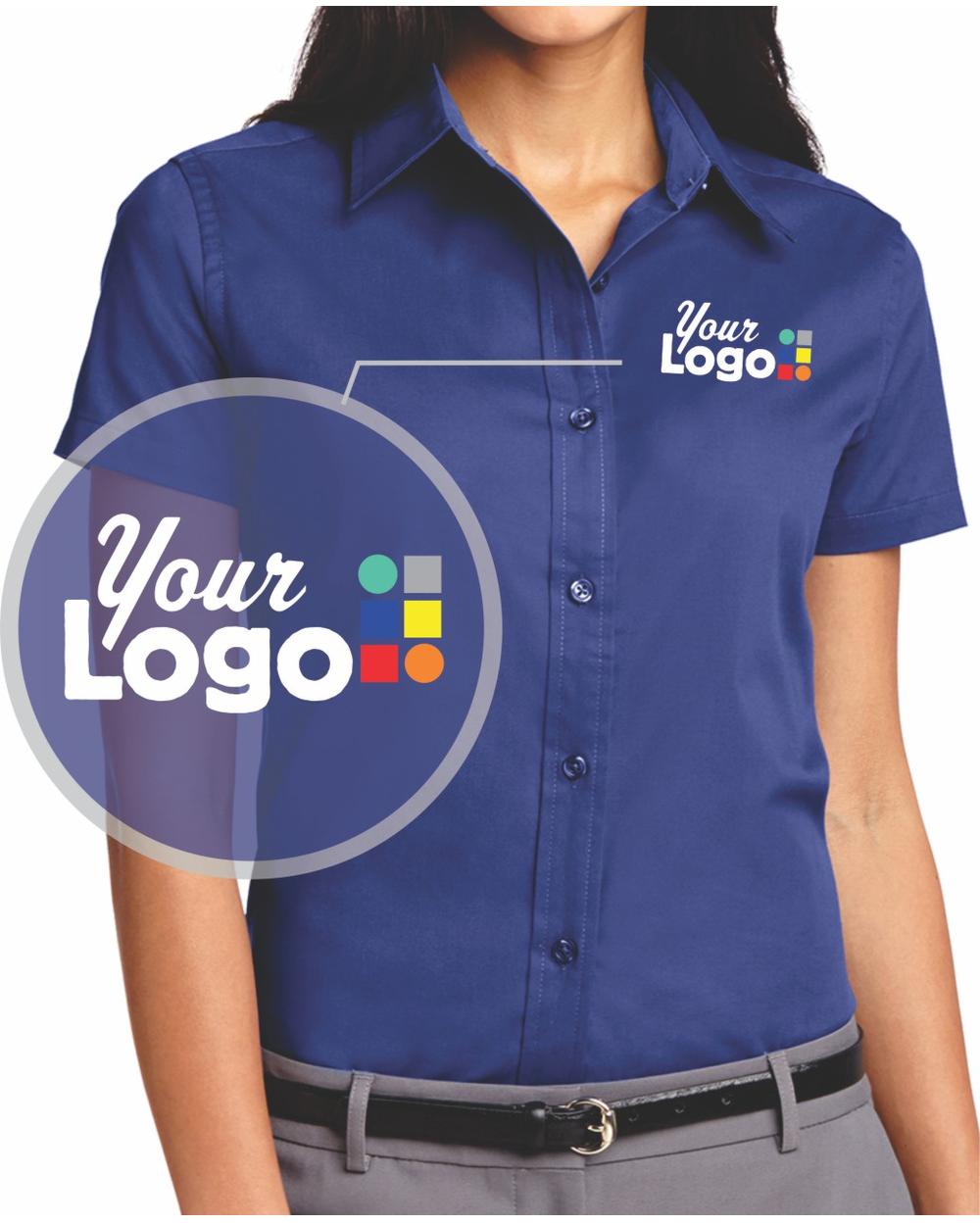 Port Authority Women's S/S Easy Care Custom Shirt, color: Mediterranean Blue