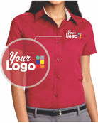 Port Authority S/S Easy Care Custom Shirt, color: Red/Light Stone