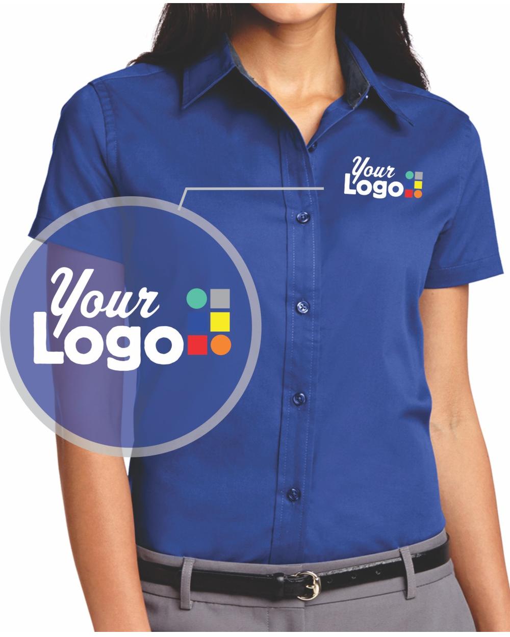 Port Authority Women's S/S Easy Care Custom Shirt, color: Royal/Classic Navy