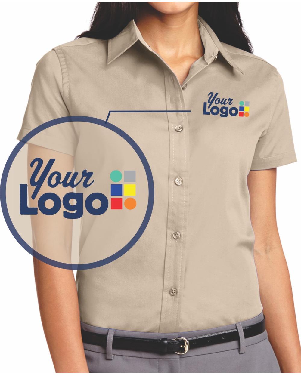 Port Authority Women's S/S Easy Care Custom Shirt, color: Stone