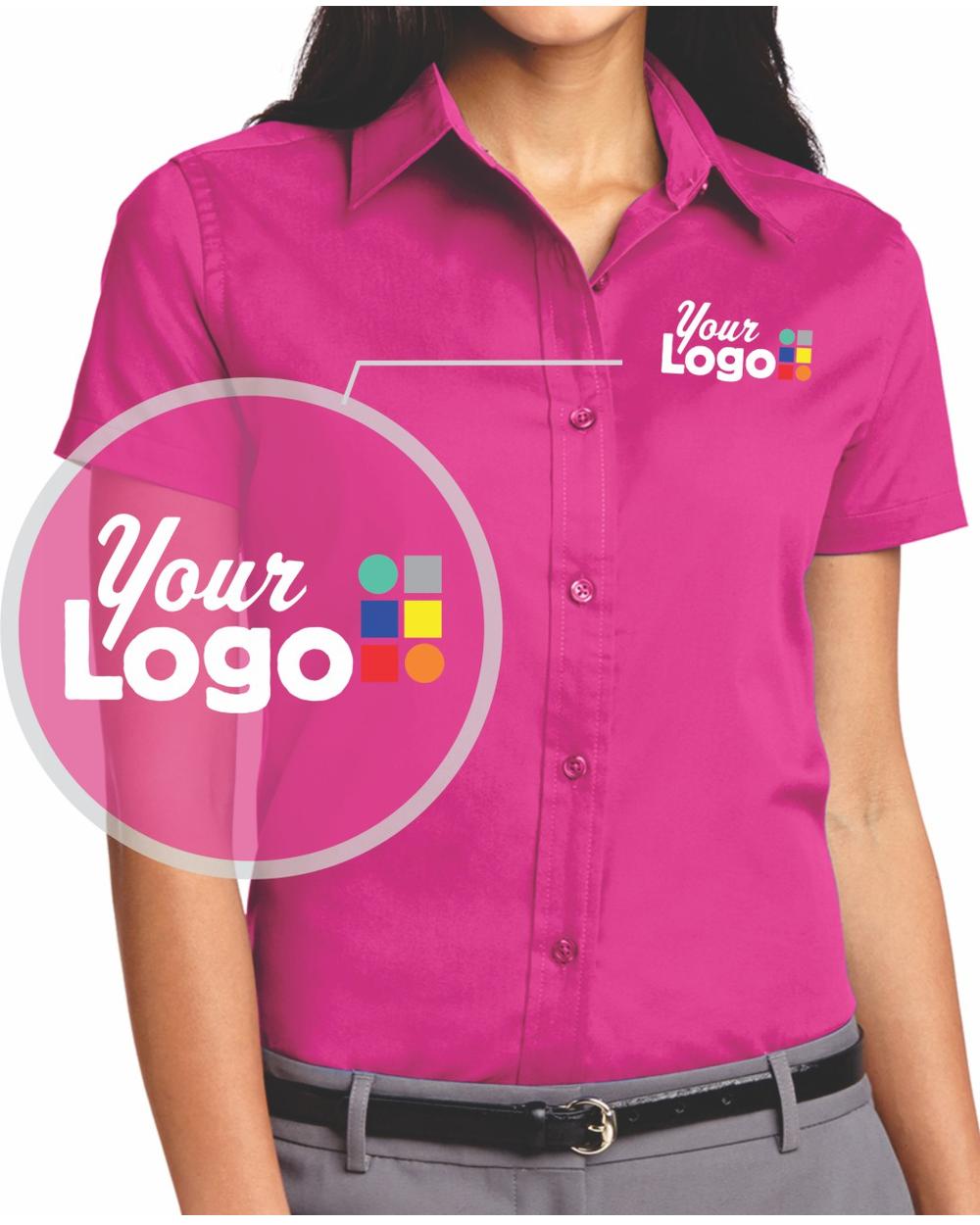 Port Authority Women's S/S Easy Care Custom Shirt, color: Tropical Pink