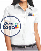 Port Authority S/S Easy Care Custom Shirt, color: White/Light Stone