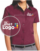Port Authority S/S Easy Care Custom Shirt, color: Burgundy/Light Stone
