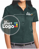 Port Authority S/S Easy Care Custom Shirt, color: Dark Green/Navy