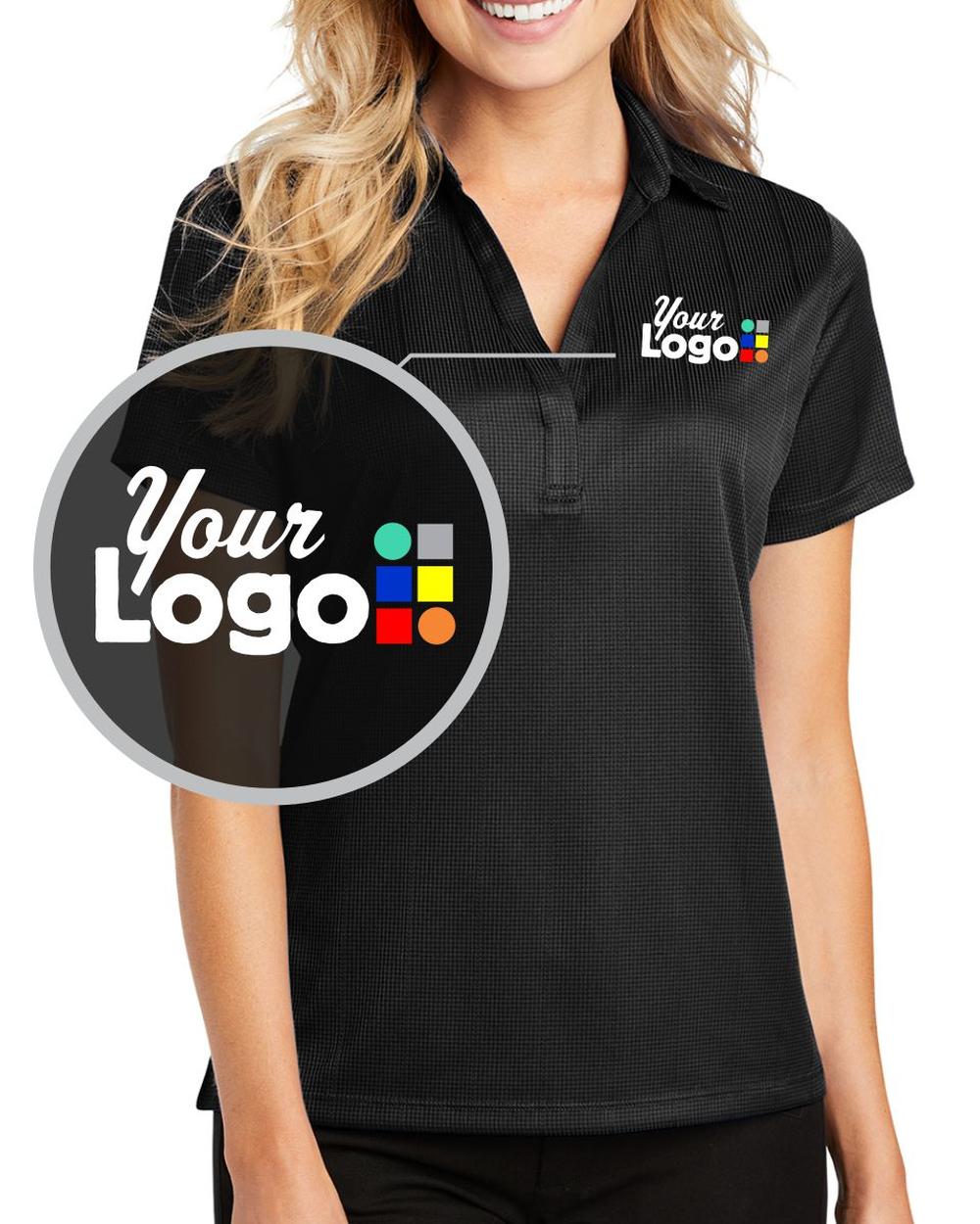 Port Authority S/S Fine Jacquard Custom Golf Shirt, color: Black