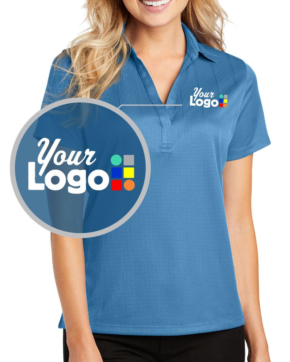 Port Authority S/S Fine Jacquard Custom Golf Shirt, color: Ocean Blue