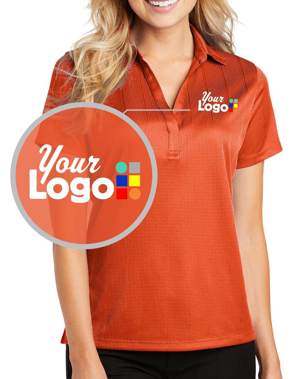 Port Authority S/S Fine Jacquard Custom Golf Shirt, color: Autumn Orange