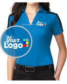 Port Authority S/S ShoulderStripe Custom Golf Shirt, color: Brilliant Blue/Black