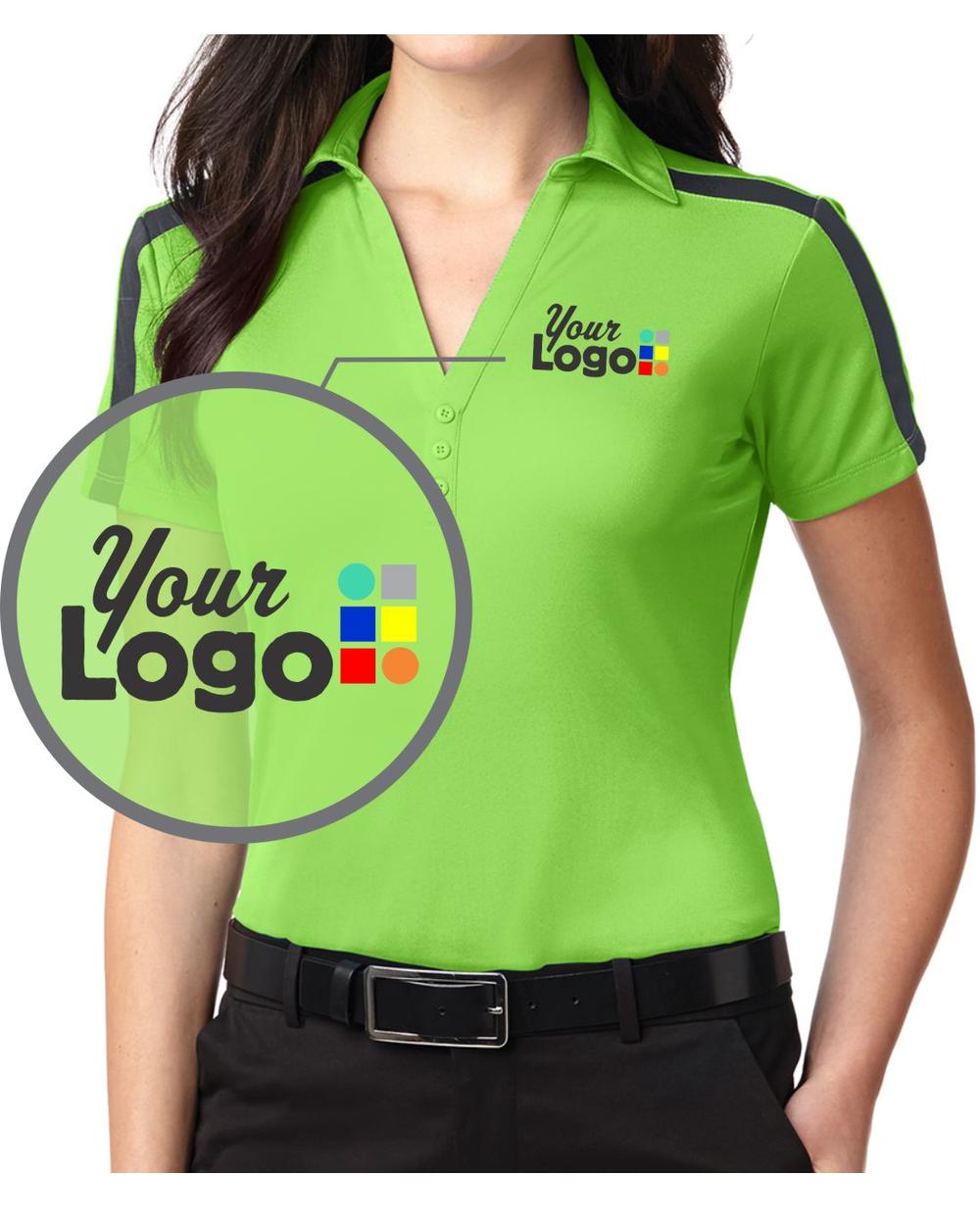 Port Authority S/S ShoulderStripe Custom Golf Shirt, color: Lime/Steel Grey