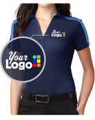 Port Authority S/S ShoulderStripe Custom Golf Shirt, color: Navy/Carolina Blue