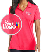 Port Authority S/S Cotton-Touch Performance Custom Golf Shirt, color: Hot Coral