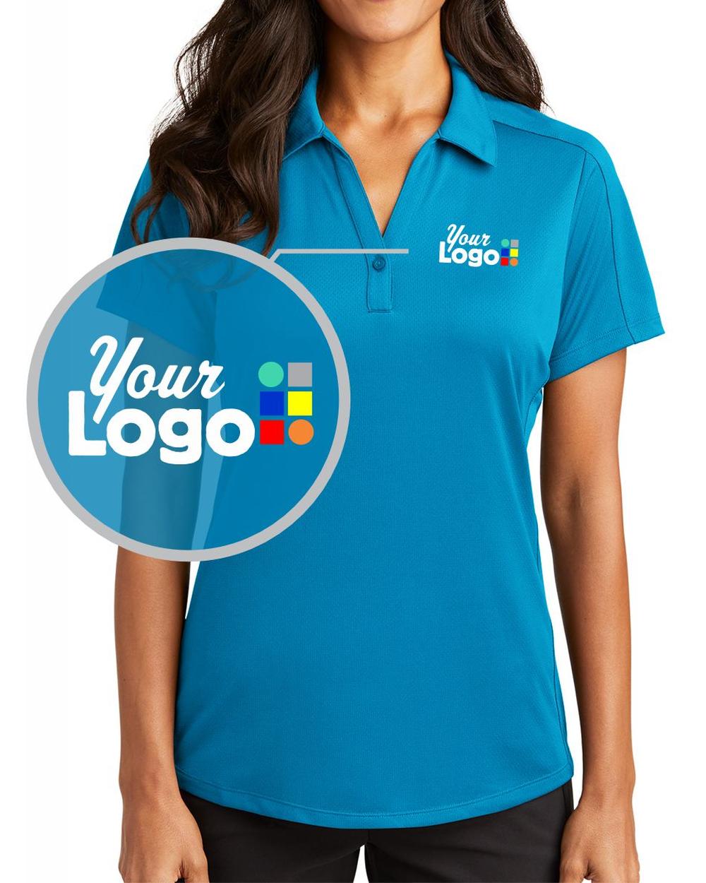 Port Authority S/S Diamond Jacquard Custom Golf Shirt, color: Blue Wake