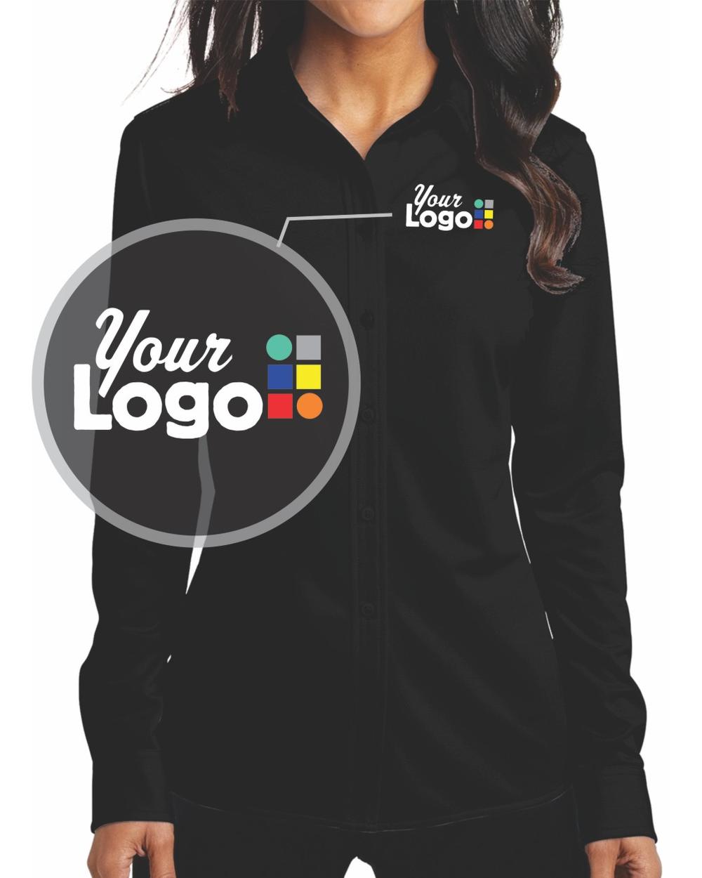 Port Authority L/S Dimension MicroPique Custom Shirt, color: Black