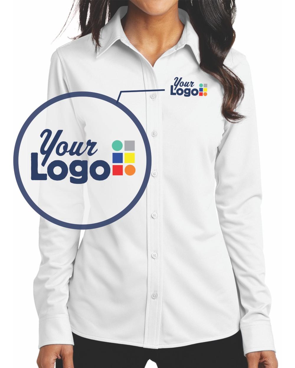 Port Authority L/S Dimension MicroPique Custom Shirt, color: White