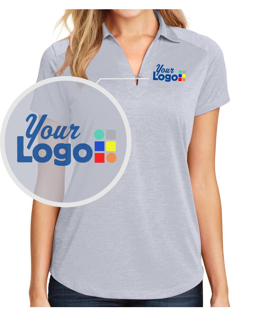 Port Authority S/S Digi Heather Custom Golf Shirt, color: Light Grey