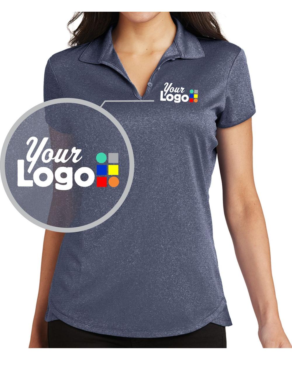 Port Authority S/S Trace Heather Custom Golf Shirt, color: True Navy Heather