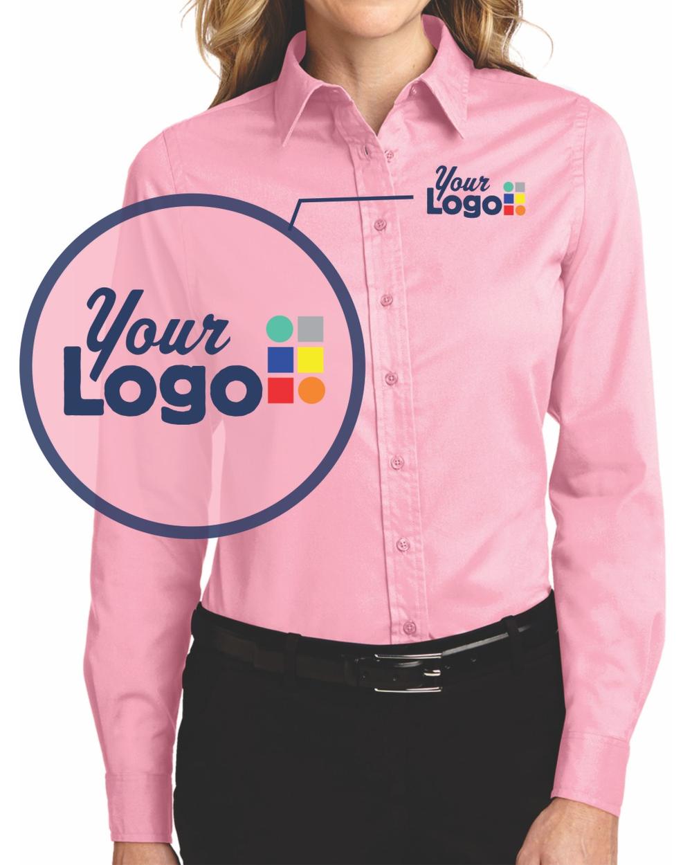 Port Authority Women's L/S Easy Care Custom Shirt, color: Light Pink