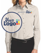 Port Authority L/S Easy Care Custom Shirt, color: Light Stone/Classic Navy