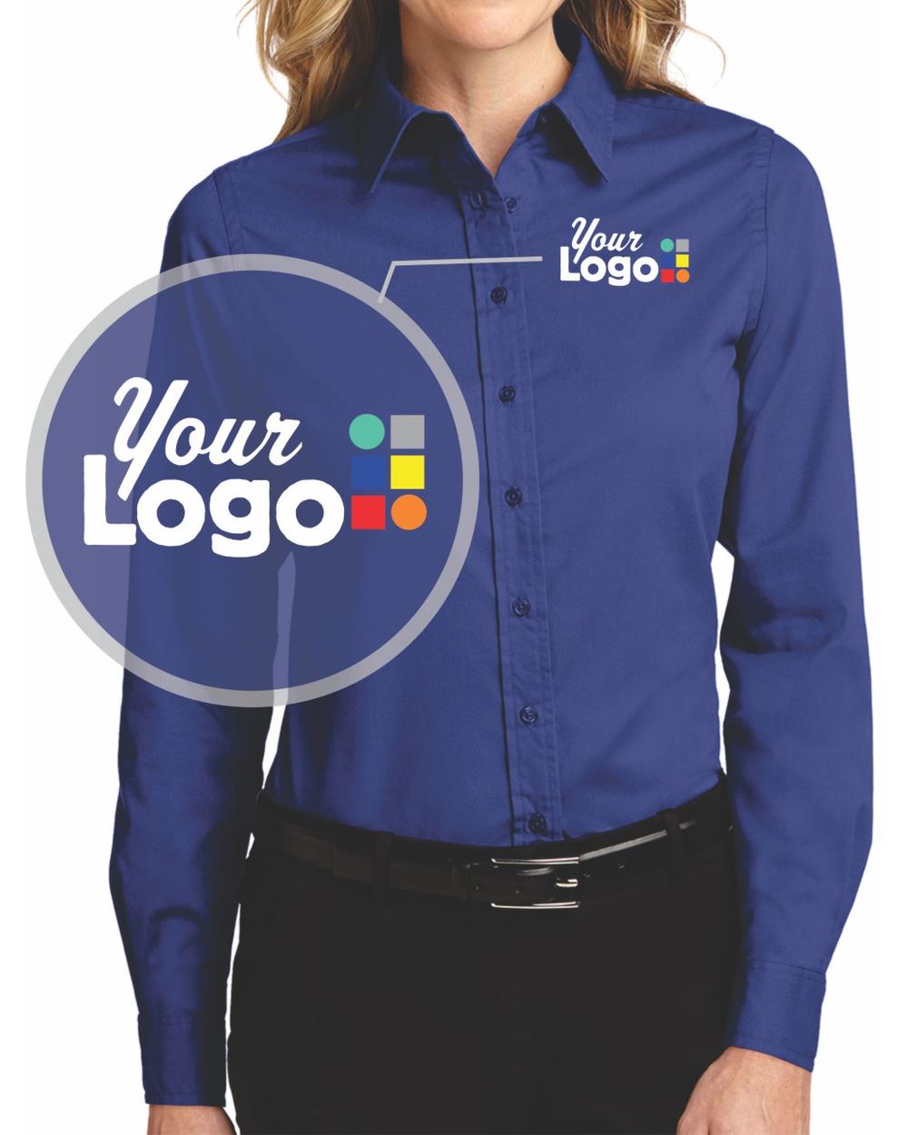 Port Authority Women's L/S Easy Care Custom Shirt, color: Mediterranean Blue