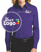 Port Authority L/S Easy Care Custom Shirt, color: Purple/Light Stone