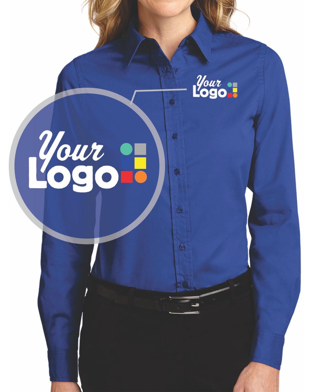 Port Authority Women's L/S Easy Care Custom Shirt, color: Royal/Classic Navy