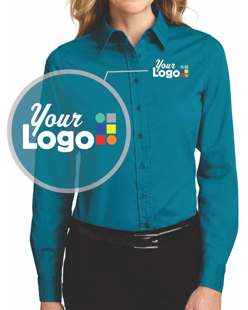Port Authority Women's L/S Easy Care Custom Shirt, color: Teal Green