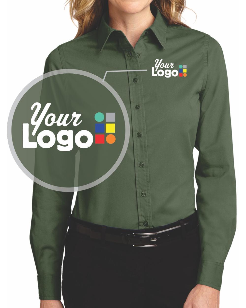 Port Authority Women's L/S Easy Care Custom Shirt, color: Clover Green