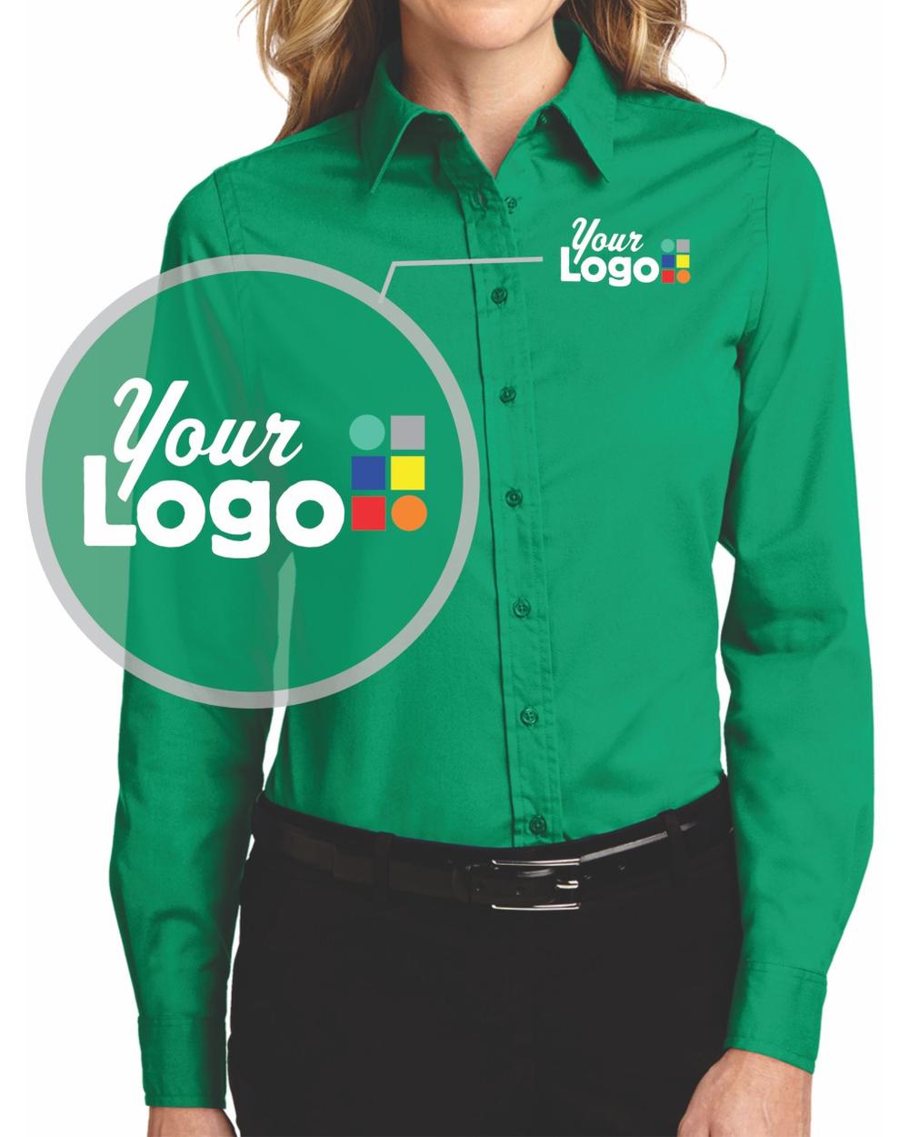 Port Authority Women's L/S Easy Care Custom Shirt, color: Court Green