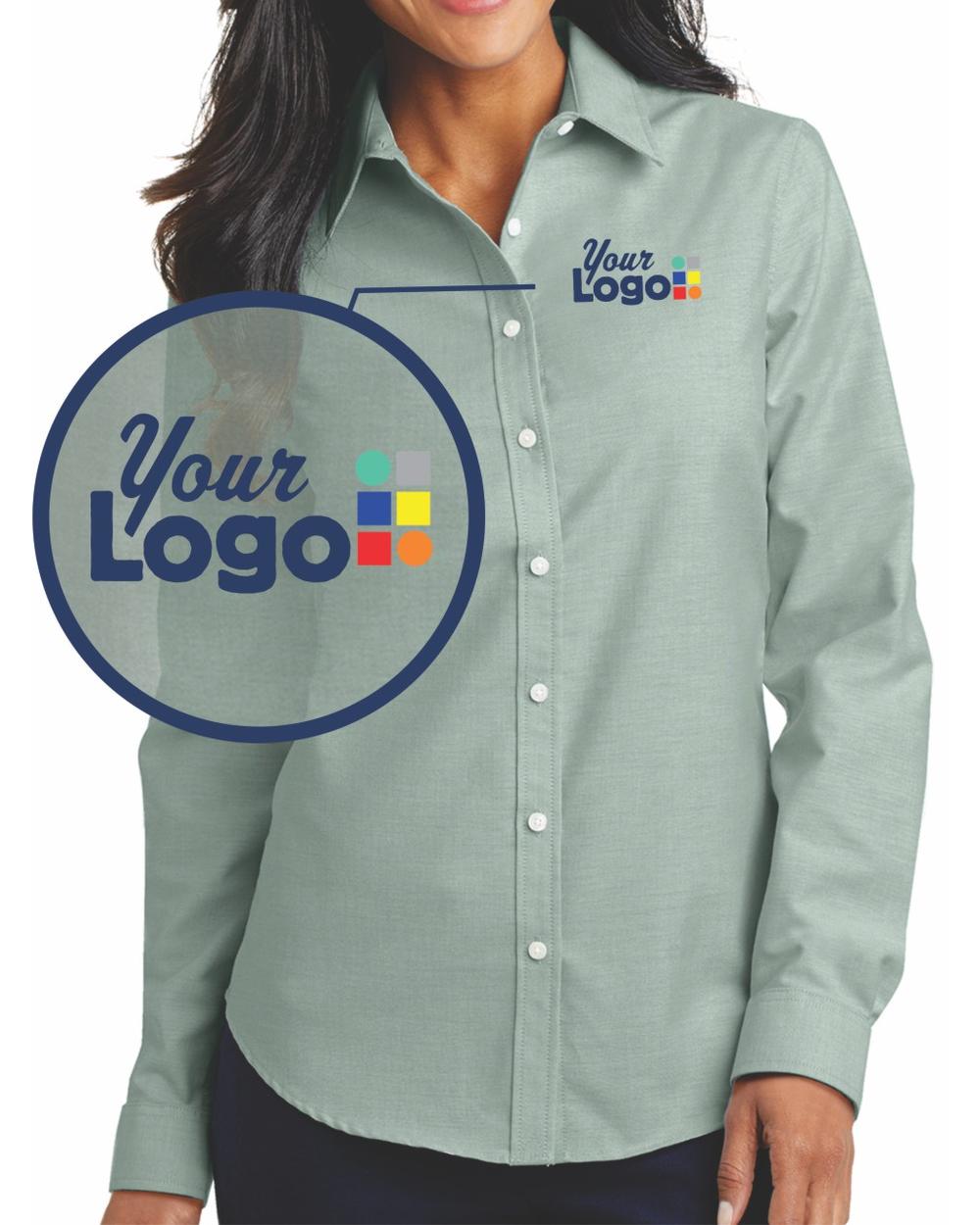 Port Authority Women's L/S Superpro Oxford Custom Shirt, color: Green