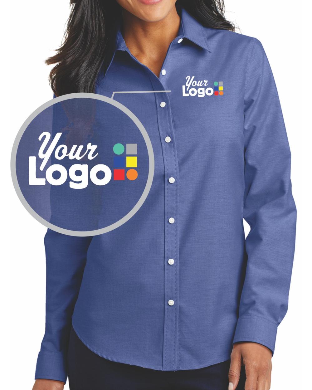 Port Authority Women's L/S Superpro Oxford Custom Shirt, color: Navy