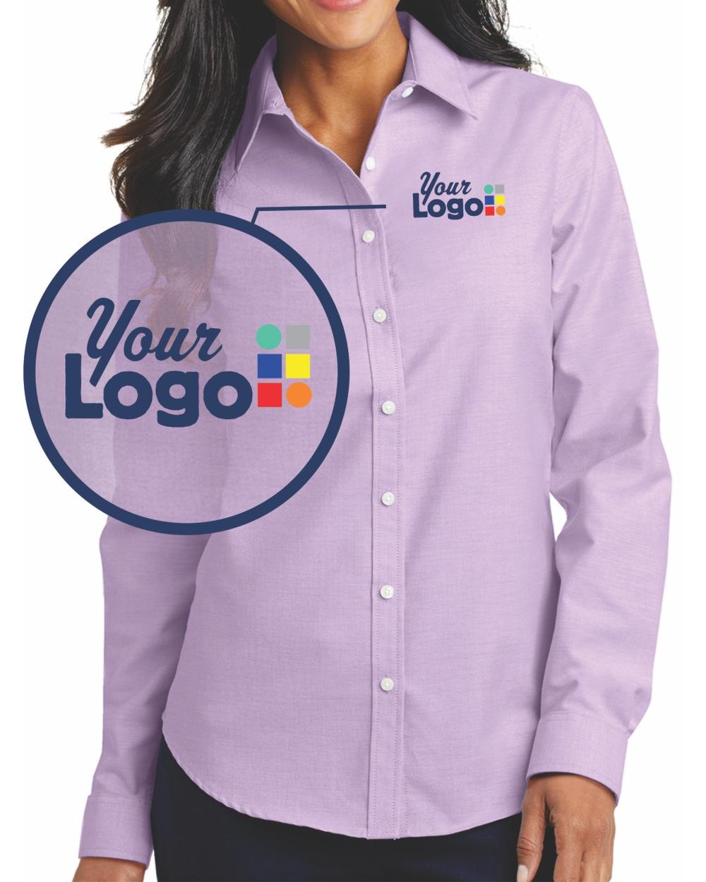Port Authority Women's L/S Superpro Oxford Custom Shirt, color: Soft Purple
